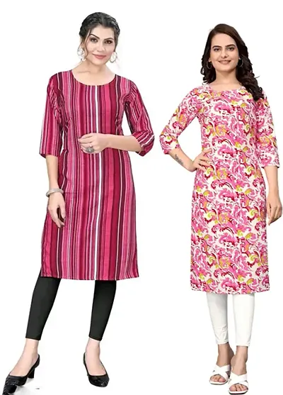 Stylish Crepe Printed Kurti - Pack of 2