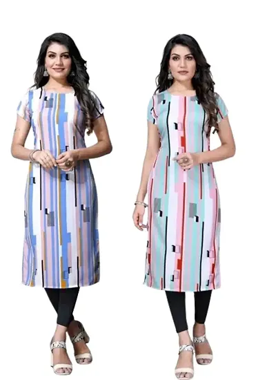 Stylish Crepe Printed Kurti - Pack of 2