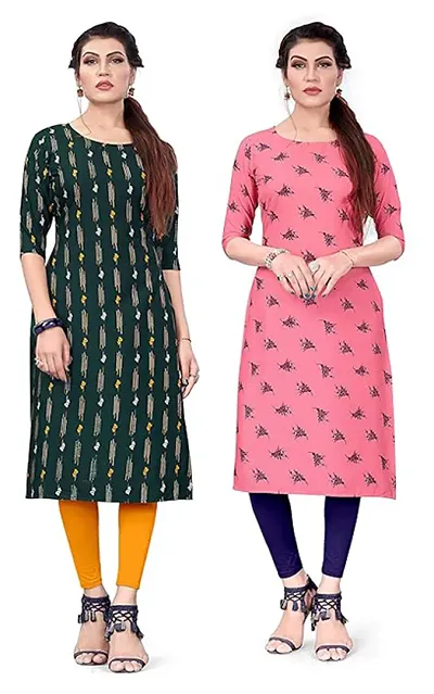 Stylish Crepe Printed Kurti - Pack of 2