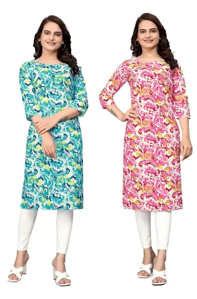 Stylish Crepe Printed Kurti - Pack of 2