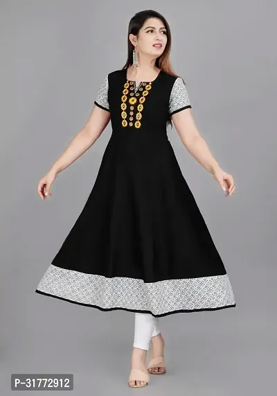 Stylish Black Cotton Slub Kurta For Women