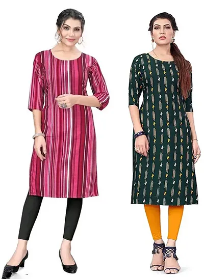 Stylish Crepe Printed Kurti - Pack of 2