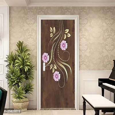 Decor Production Self Adhesive Flower Ley Designed 3D Printed Wallpaper Wall Sticker for Door(Model No: 2023-pt3-08, 78 Inch x 30 Inch)-thumb0