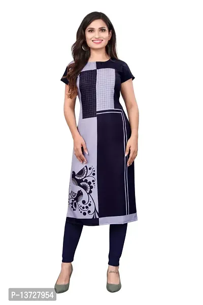 NIVAN ENTERPRISE Women's Printed Straight Kurti with Calf Length  Elbow Length Sleeves for Any Occasion(Multi Color)-thumb3