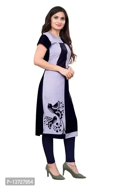 NIVAN ENTERPRISE Women's Printed Straight Kurti with Calf Length  Elbow Length Sleeves for Any Occasion(Multi Color)-thumb5