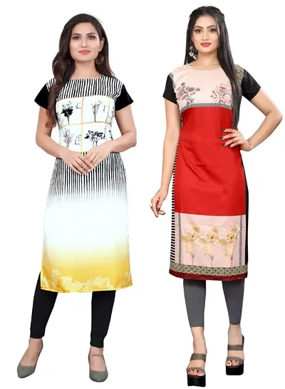 Women American Crepe Kurti 2 pcs combo