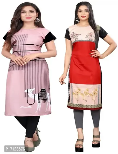 Women American Crepe Kurti 2 pcs combo-thumb0