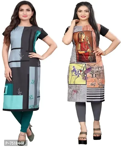 Trendy Crepe Printed  Kurta For Women Combo Pack Of 2