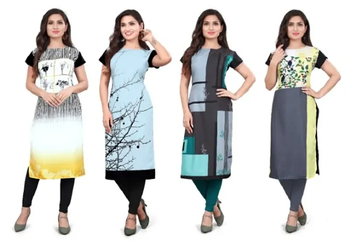 Classic Crepe Kurtis for Women, Pack of 4