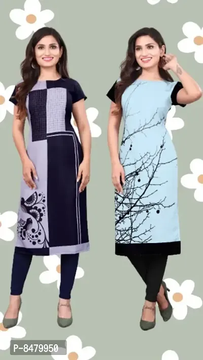 Classic Crepe Printed Kurtis for Women, Pack of 2