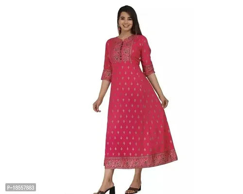 Anarkali  Printed Rayon Kurta For Women-thumb0