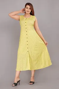 Awadhesh Fashion Rayon Women's Regular Fit Ethnic Kurta Set (Medium,Yellow)-thumb3