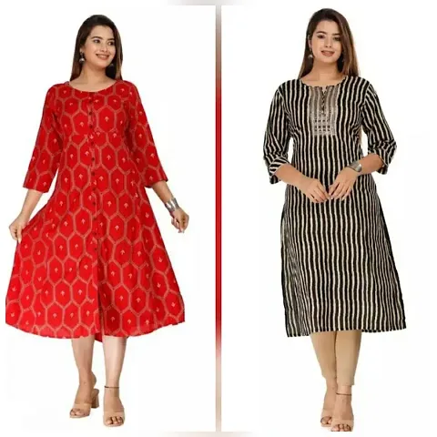 Anarkali Rayon Kurta For Women Pack Of 2