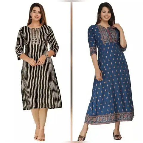 Anarkali Rayon Kurta For Women Pack Of 2