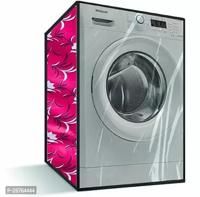 Fancy PVC Front Loading Washing Machine Cover(Width: 66 Cm, White, Dark Pink)