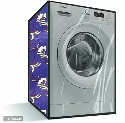 Fancy PVC Front Loading Washing Machine Cover(Width: 73 Cm, White, Purple)