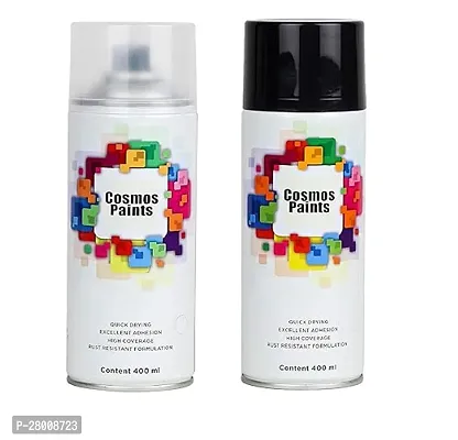 Cosmos Paints Spray Paint Clear Lacquer  Gloss Black 400ml(Combo of 2)-thumb0