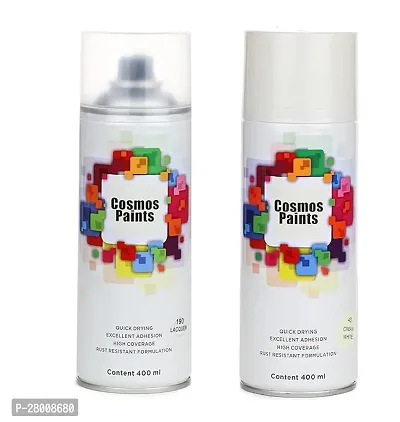 Cosmos Paints Clear Lacquer  Cream White Spray Paint 400 ml (Combo of 2)