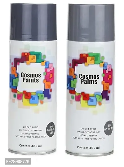 Cosmos Paints Matt Black Grey Matt Light Grey Spray Paint 400 ml (Pack of 2)