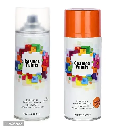 Cosmos Paints Clear Lacquer  Hanuman Orange Spray Paint 400 ml (Combo of 2)