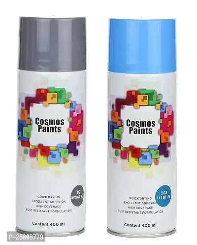 Cosmos Paints Matt Light Grey  Blue Spray Paint 400 ml (Pack of 2)