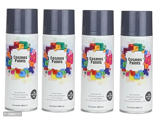 Cosmos Paints Matt Black Grey Spray Paint 1600 ml (Pack of 4)-thumb0