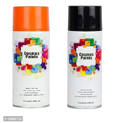 Cosmos Orange Hanuman and gloss black-Combo offer 800ml Spray Paint