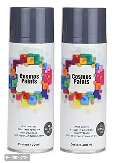 Cosmos Paints Matt Black Grey Spray Paint 400ml (Pack of 2)-thumb0