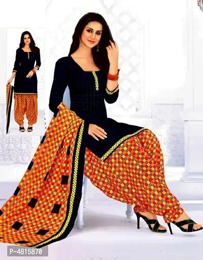 Women's Multicoloured Cotton Printed Straight Kurta Bottom and Dupatta Set