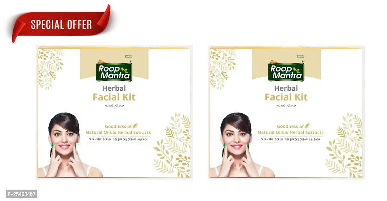 Roop Mantra Herbal Facial Kit Goodness of Natural Oils  Herbal Extracts (Cleanser,Scrub,Gel,Pack,Cream,Bleach) PC of 2-thumb0