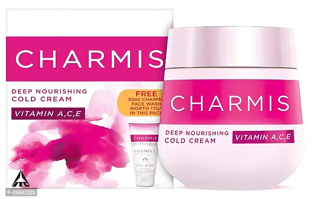 Charmis Vitamin A,C,E Deep Nourishing Cold Cream 150 g With Free 50 ml Face Wash-thumb0