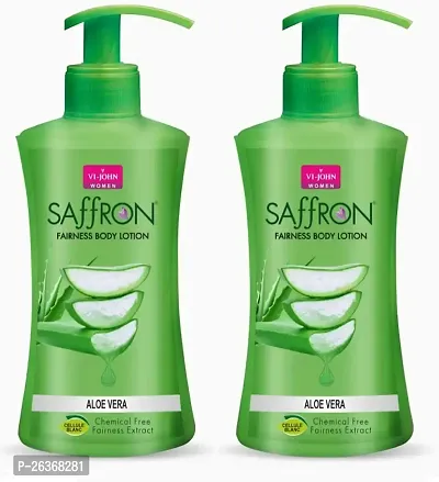 VI-JOHN Saffron Aloe Vera Body Lotion For Men  Women | Chemical Free Winter Cream for Dry Skin with Deep Moisturiser and Instant Hydration Skin Lotion 250ml ( Pack Of 2 )