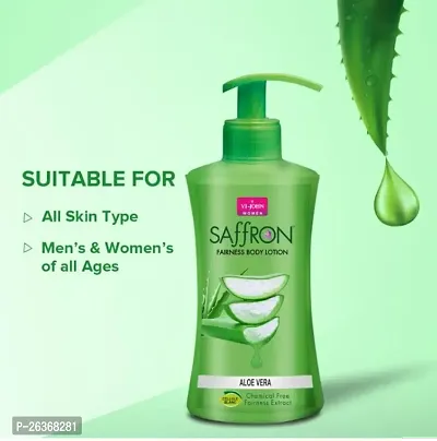 VI-JOHN Saffron Aloe Vera Body Lotion For Men  Women | Chemical Free Winter Cream for Dry Skin with Deep Moisturiser and Instant Hydration Skin Lotion 250ml ( Pack Of 2 )-thumb4