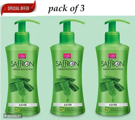 VI-JOHN Saffron Aloe Vera Body Lotion For Men  Women | Chemical Free Winter Cream for Dry Skin with Deep Moisturiser and Instant Hydration Skin Lotion 250ml | Pack Of 3