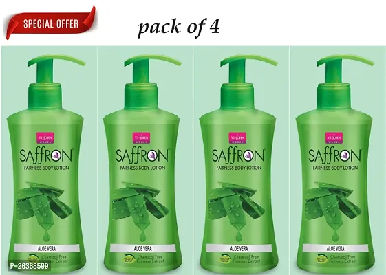 VI-JOHN Saffron Aloe Vera Body Lotion For Men  Women | Chemical Free Winter Cream  | Chemical Free Winter Cream for Dry Skin with Deep Moisturiser and Instant Hydration Skin Lotion 250ml | Pack Of 4-thumb0