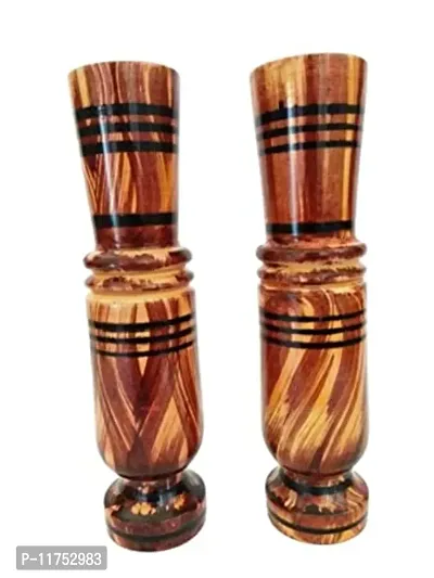 Classic Wooden Handicraft Pair Showpiece Flower Vase