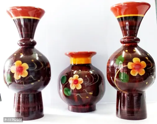 Classic Handicraft Wooden Flower Vase Pot Combo