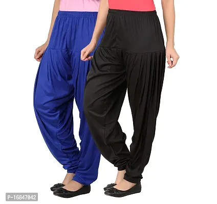 Stunning Multicoloured Cotton Blend Solid Patiala Pants Pack of 2-thumb0