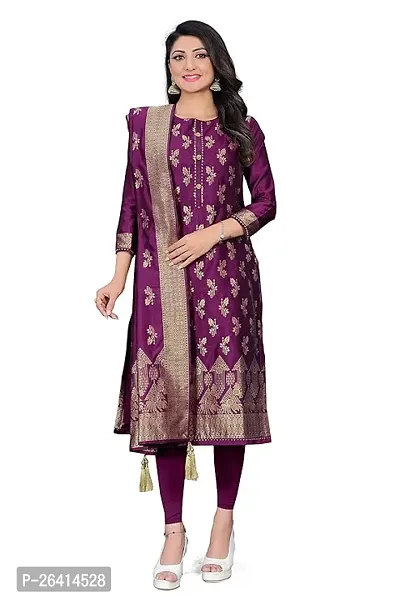 Fancy Banarasi Silk Unstitched Dress Material For Women-thumb0