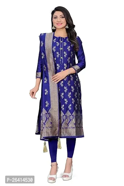 Fancy Banarasi Silk Unstitched Dress Material For Women-thumb0