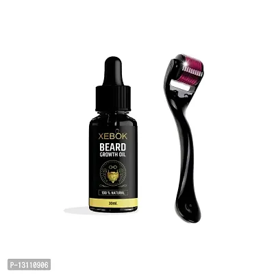 XEBOK  Beard Growth Kit with Beard Growth Oil (30ml)  Beard Activator (Derma Roller) 0.5 mm, 540 titanium needles (2 Items in the set)