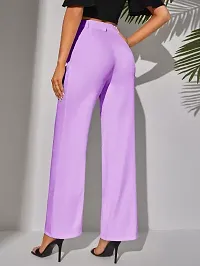 Elegant Purple Lycra Solid Trousers For Women-thumb2