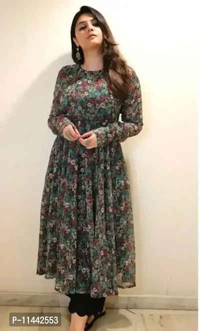 Women Printed Georgette Stitched Anarkali Gown-thumb0
