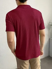 Reliable Maroon Lycra Self Pattern Polo Tshirt For Men-thumb1