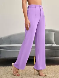 Elegant Purple Lycra Solid Trousers For Women-thumb2