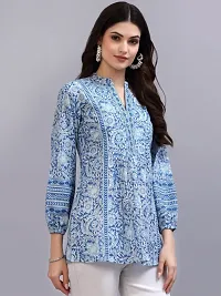 Elegant Blue Rayon Printed Top For Women-thumb3