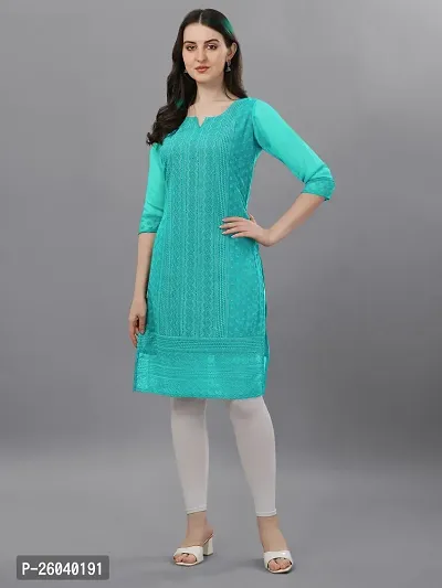 Stylish Blue Georgette Embroidered Kurta-thumb0