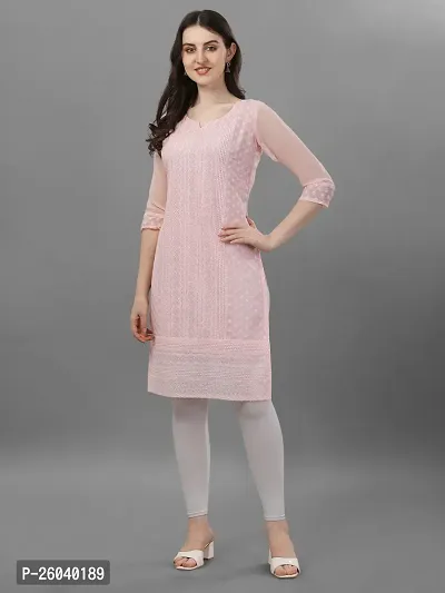 Stylish Pink Georgette Embroidered Kurta-thumb0