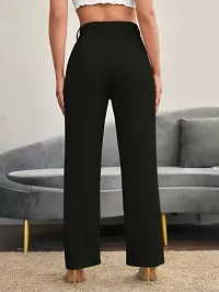 Elegant Black Lycra Solid Trousers For Women-thumb3