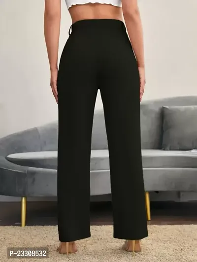 Elegant Black Lycra Solid Trousers For Women-thumb4